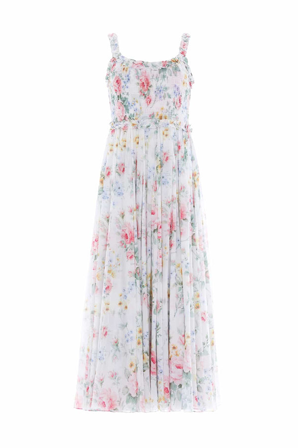 Needle & Thread Pompadour Garden Chiffon Smocked Cami Ankle Gown