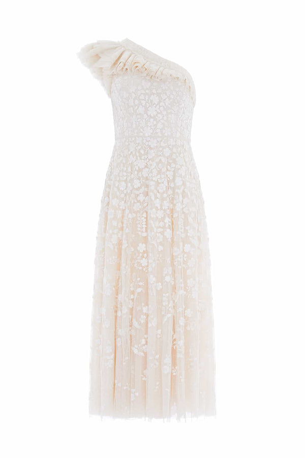 Needle & Thread Posy Pirouette One-Shoulder Ankle Gown