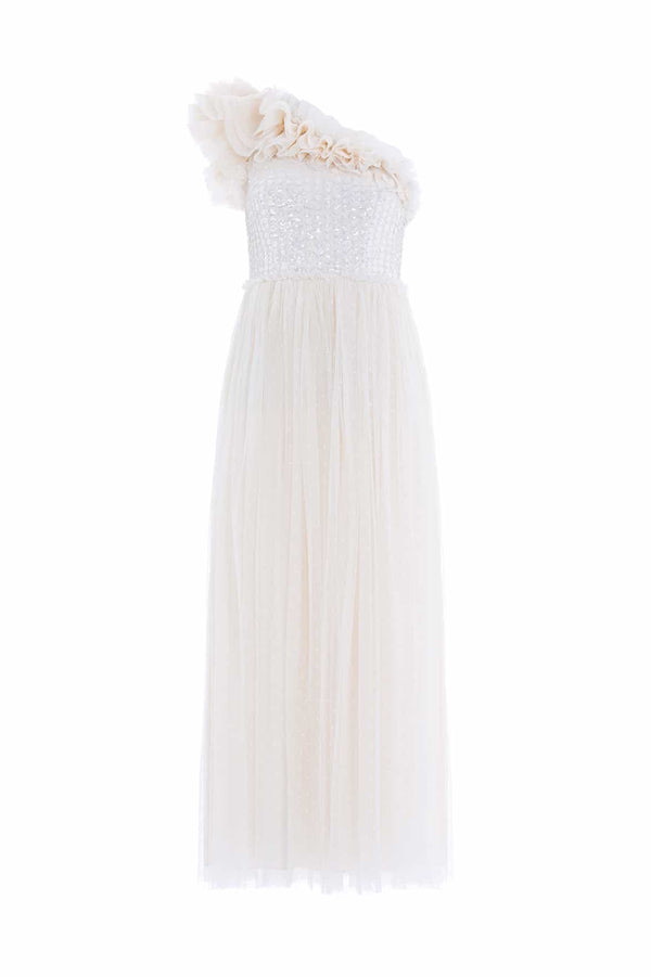 Needle & Thread Raindrop Bodice One-Shoulder Ankle Gown