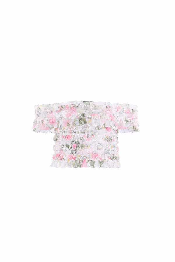 Needle & Thread Rose Chiffon Smocked Off-Shoulder Top