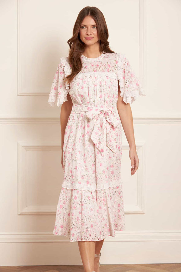 Needle & Thread Rose Ditsy Cotton Broderie Midaxi Dress