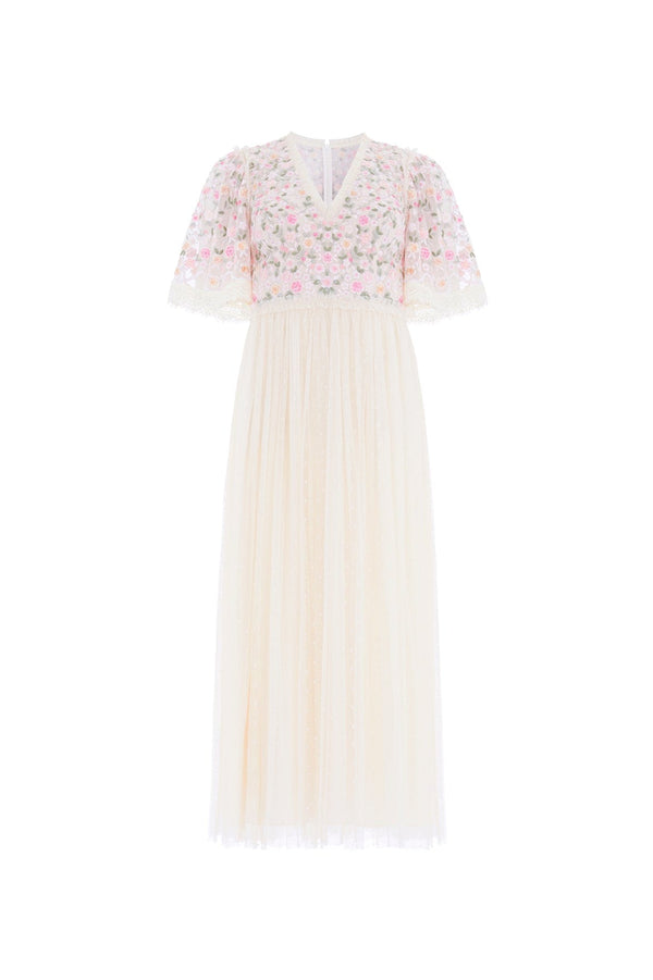 Needle & Thread Rosie Lace Bodice Short Sleeve V-Neck Ballerina Dress