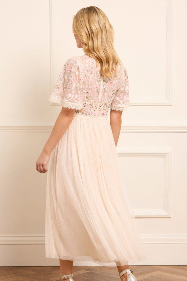 Needle & Thread Rosie Lace Bodice Short Sleeve V-Neck Ballerina Dress