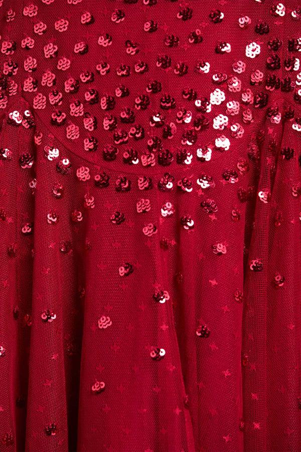 Needle & Thread Scallop Sequin Round Neck Micro Mini Dress