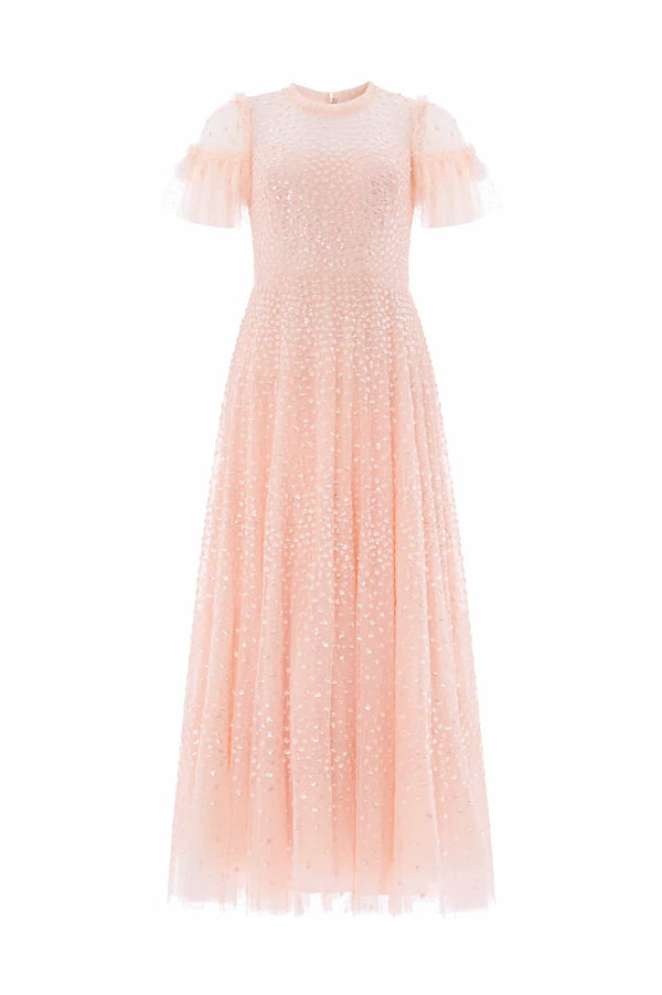 Needle & Thread Scatter Dot Round Neck Short Sleeve Ankle Gown