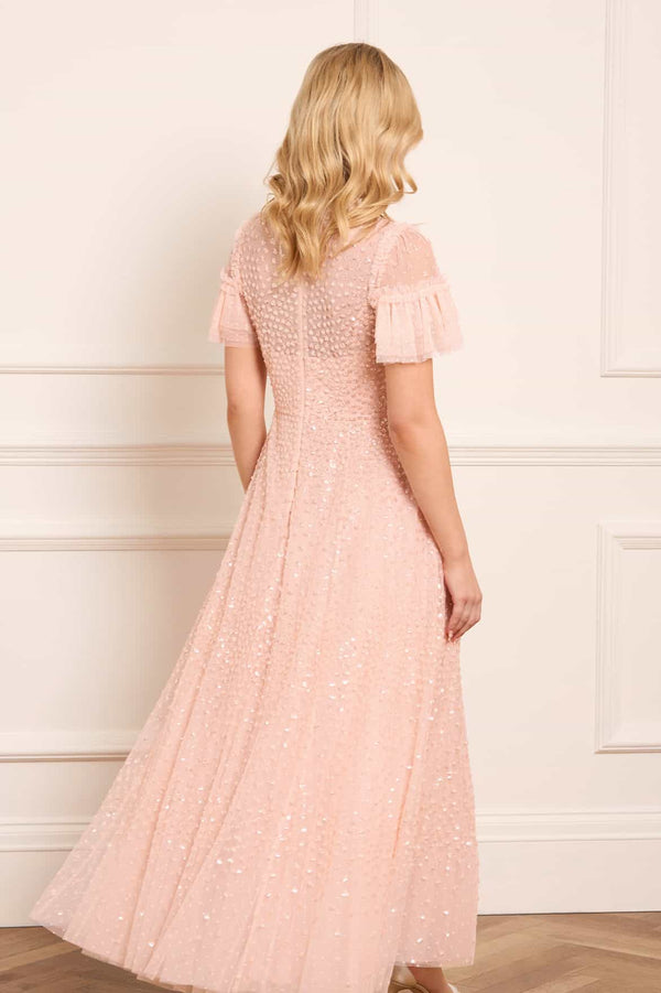 Needle & Thread Scatter Dot Round Neck Short Sleeve Ankle Gown