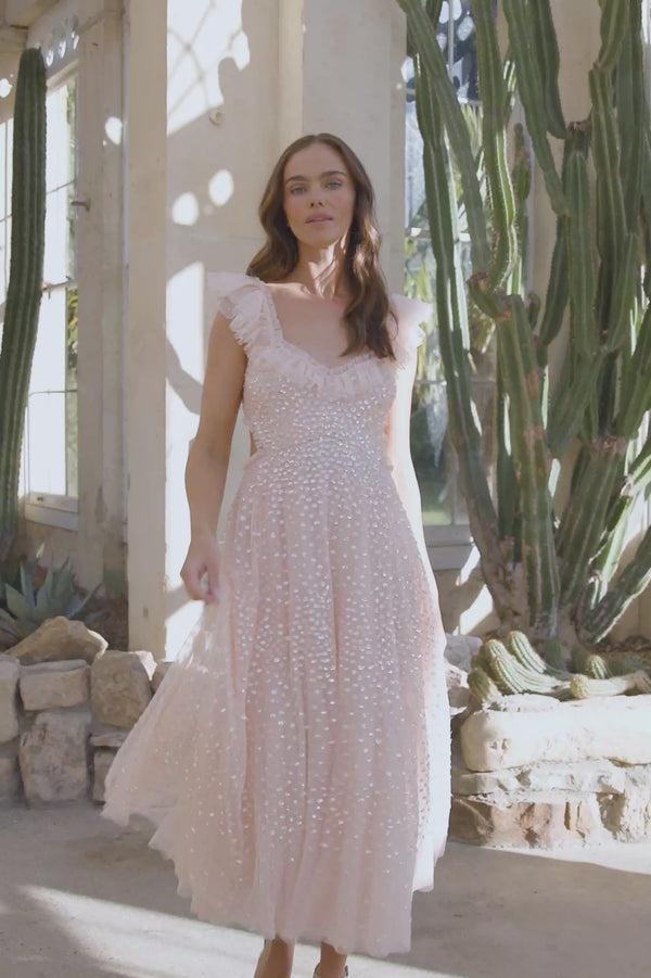 Needle & Thread Scatter Dot Ruffle Backless Ballerina Dress