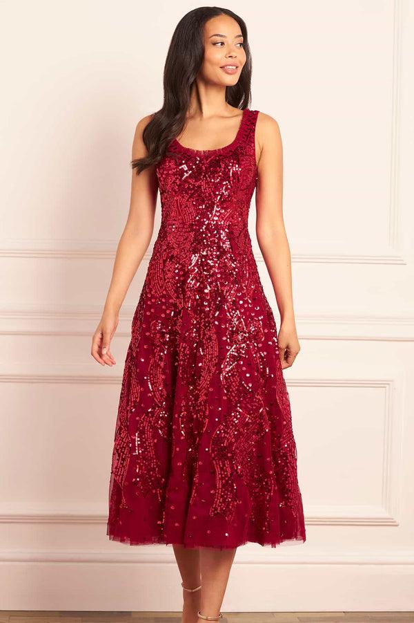 needle & thread Sequin Ribbon Scoop Neck Ballerina Dress