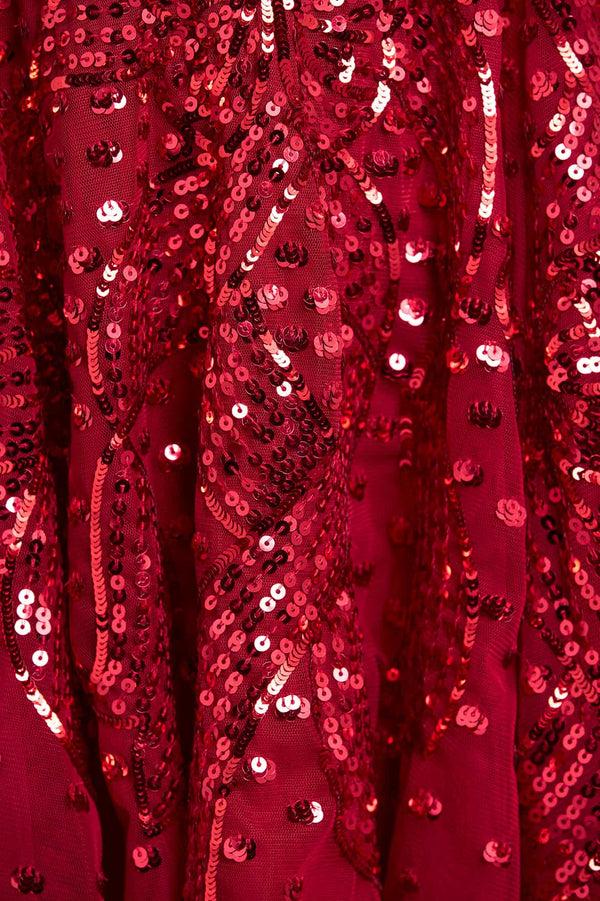 Needle & Thread Sequin Ribbon Scoop Neck Micro Mini Dress