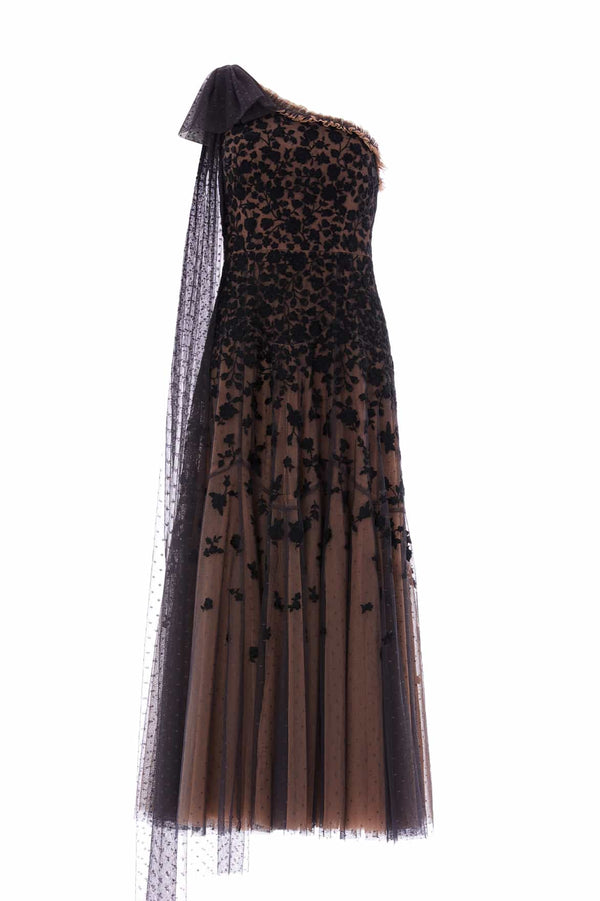 Needle & Thread Sylvia Rose One-Shoulder Bow Ankle Gown