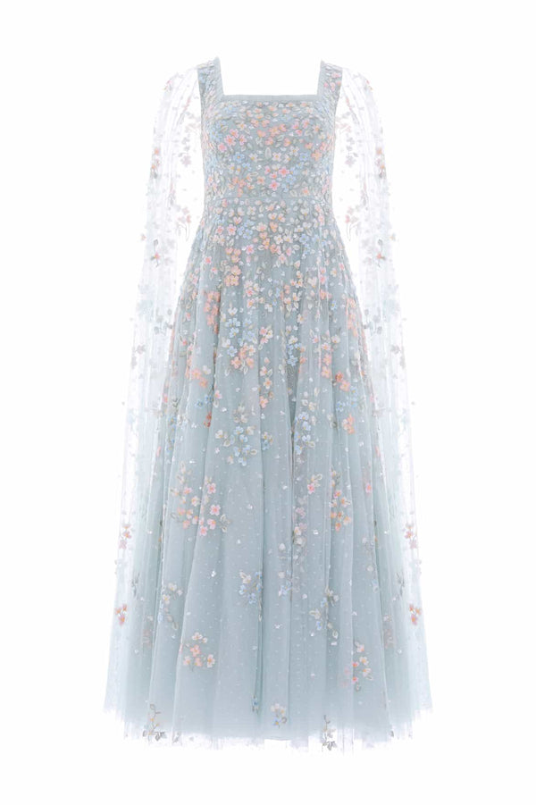 Needle & Thread Versailles Ditsy Cape Sleeve Ankle Gown