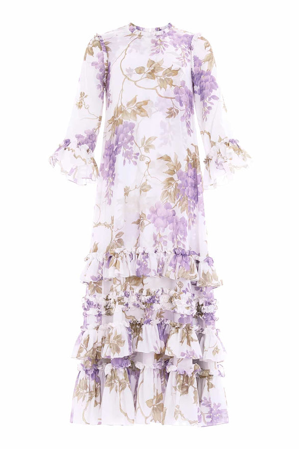 Needle & Thread Wisteria Chiffon Round Neck Ankle Gown