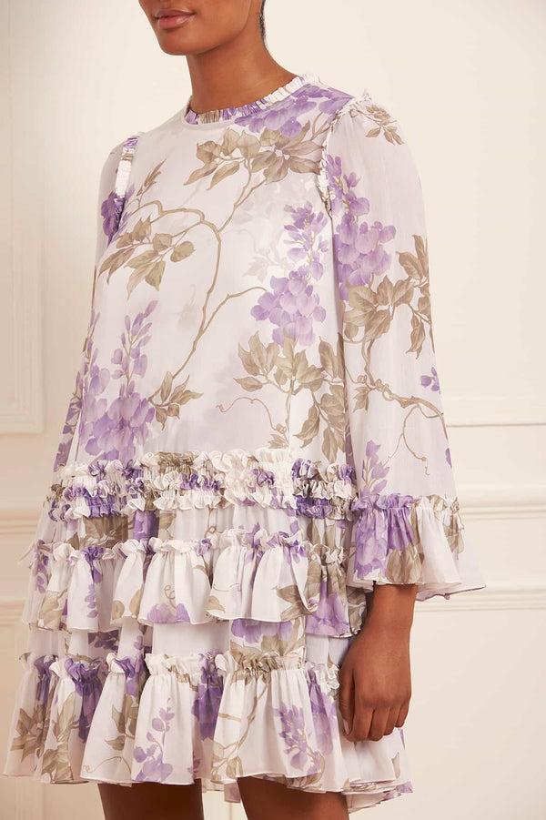Needle & Thread Wisteria Chiffon Round Neck Mini Dress