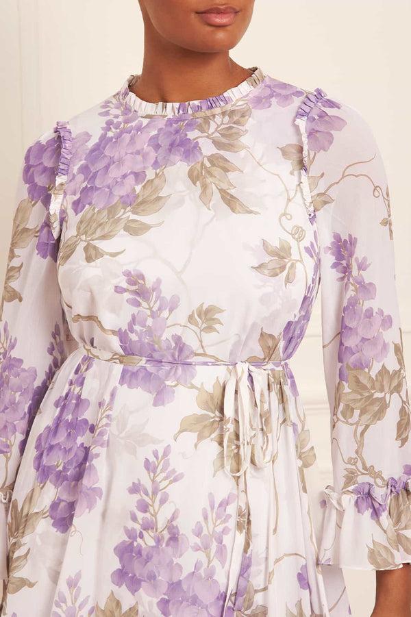 Needle & Thread Wisteria Chiffon Round Neck Mini Dress