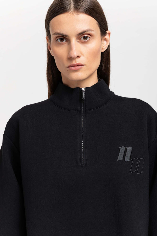 Nehera Black Doubleface Cotton Oversized Sweatshirt