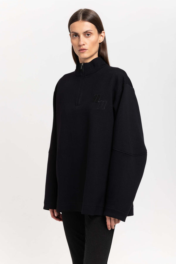 Nehera Black Doubleface Cotton Oversized Sweatshirt