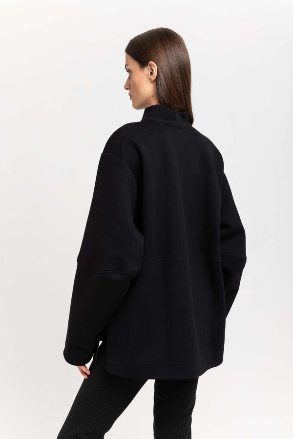 Nehera Black Doubleface Cotton Oversized Sweatshirt