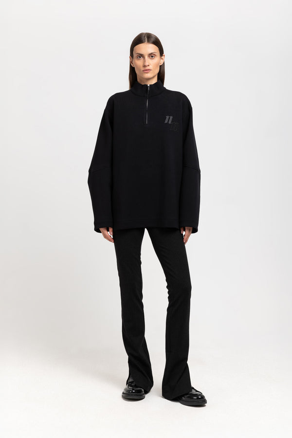 nehera Black doubleface cotton oversized sweatshirt