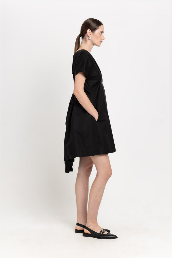 Nehera Black Trench Coat Blend Little Evening Dress With Bow