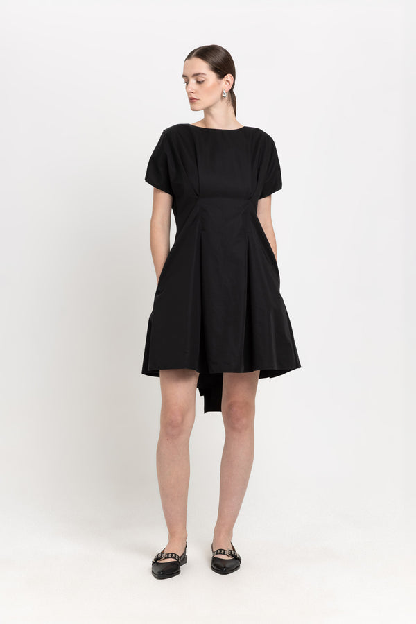 Nehera Black Trench Coat Blend Little Evening Dress With Bow