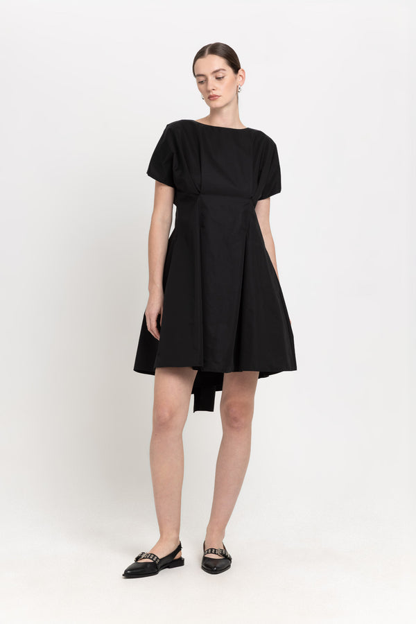 nehera Black trench coat blend little evening dress with bow