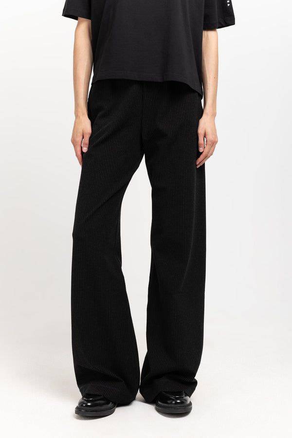 Nehera Black With Grey Striped Bistretch Viscose Relaxed Pants