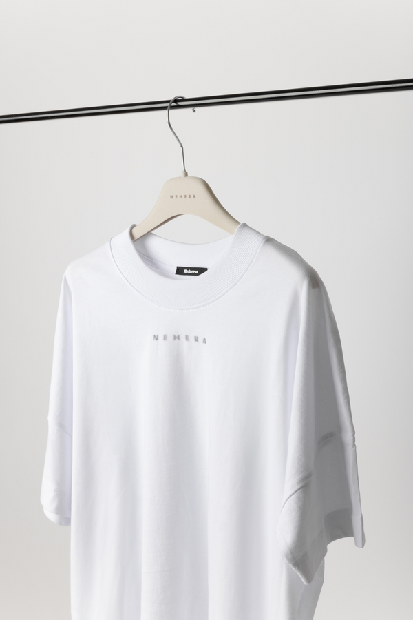 Nehera 'BLURRED LOGO' White Pure Cotton Oversized T-shirt