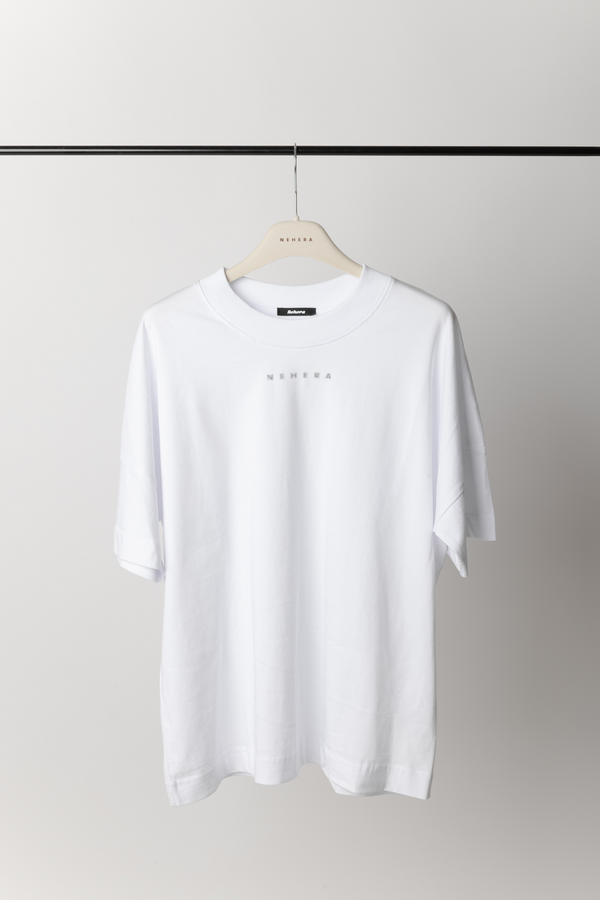 nehera 'BLURRED LOGO' White pure cotton oversized t-shirt