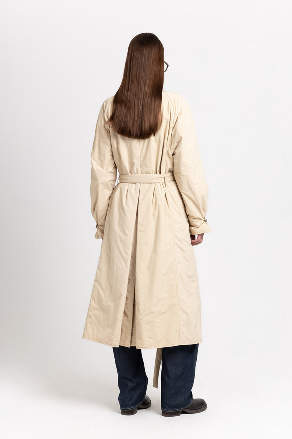 Nehera Butter Beige Bonded Crinkle Tech Trench Coat