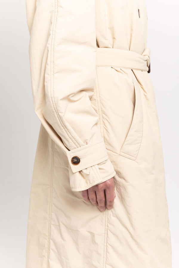 Nehera Butter Beige Bonded Crinkle Tech Trench Coat