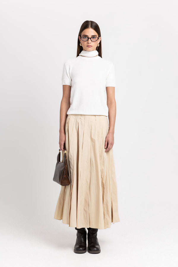 Nehera Butter Beige Crinkle Effect Voluminous Skirt