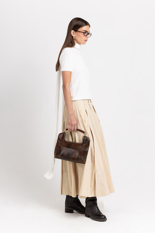 Nehera Butter Beige Crinkle Effect Voluminous Skirt