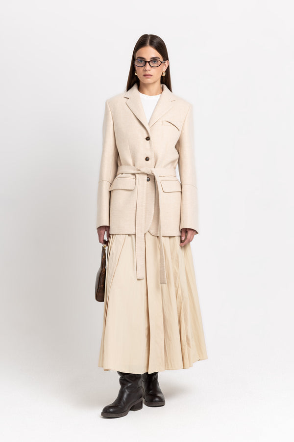 nehera Butter beige crinkle effect voluminous skirt