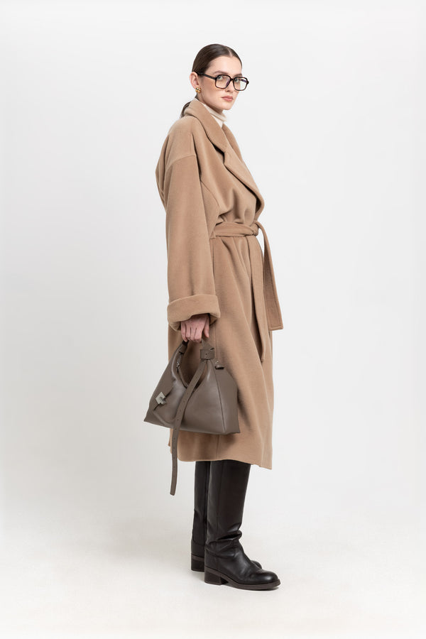 Nehera Camel Plush Superfine Wool Essential Robe Coat