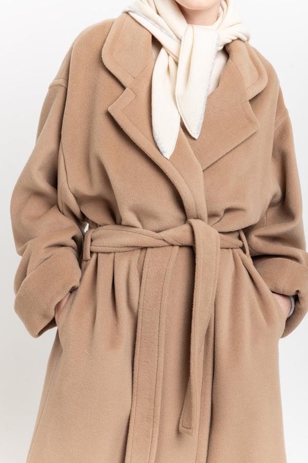 Nehera Camel Plush Superfine Wool Essential Robe Coat