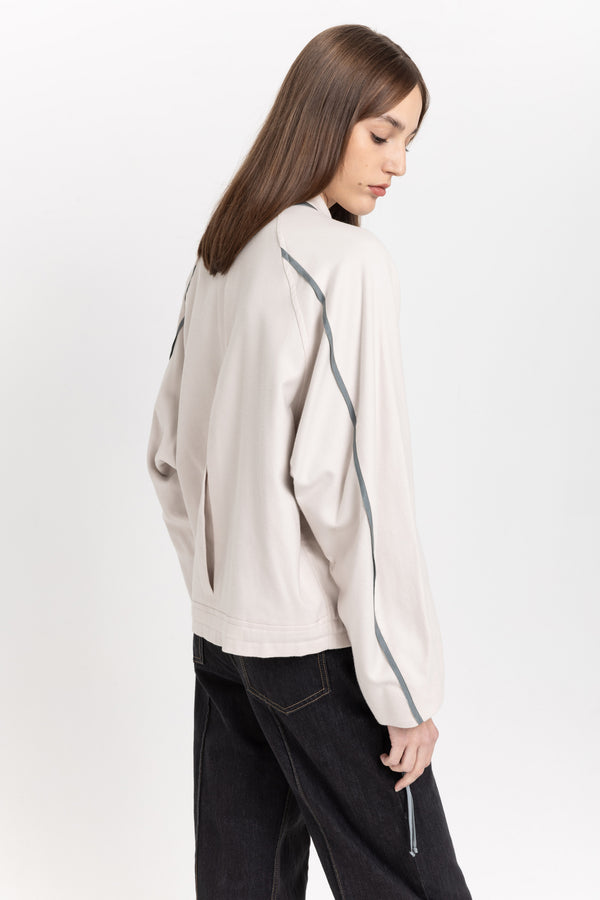 Nehera Chalk White Cotton Flannel Overshirt With Ties