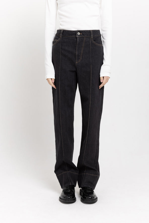 Nehera Dark Blue Raw Denim Straight Leg Jeans - High Waist