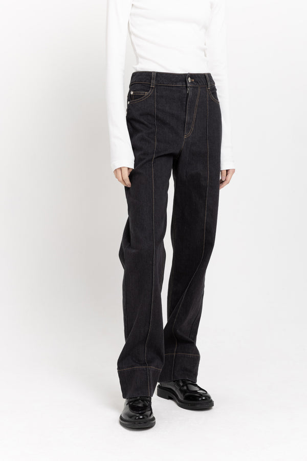 Nehera Dark Blue Raw Denim Straight Leg Jeans - High Waist