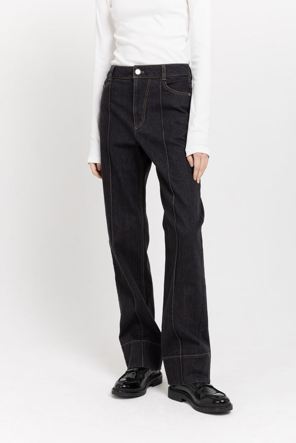 Nehera Dark Blue Raw Denim Straight Leg Jeans - High Waist