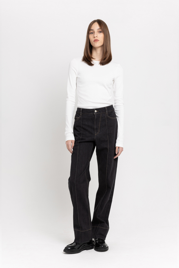 nehera Dark blue raw denim straight leg jeans - high waist