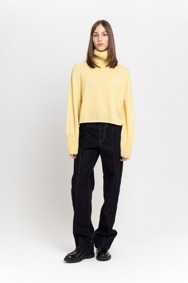 Nehera Dark Blue Thick Cotton Denim Straight Leg Jeans - High Waist