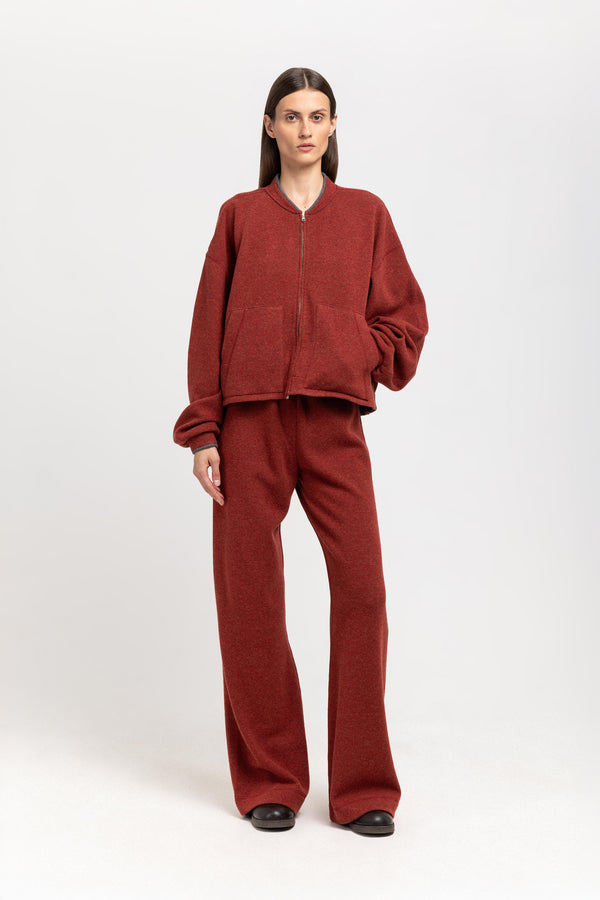 Nehera Dark Brick Technical Wool Jersey Relaxed Pants