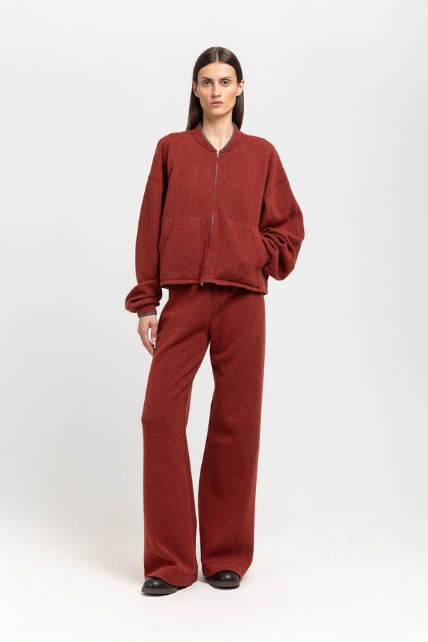 Nehera Dark Brick Technical Wool Jersey Relaxed Pants