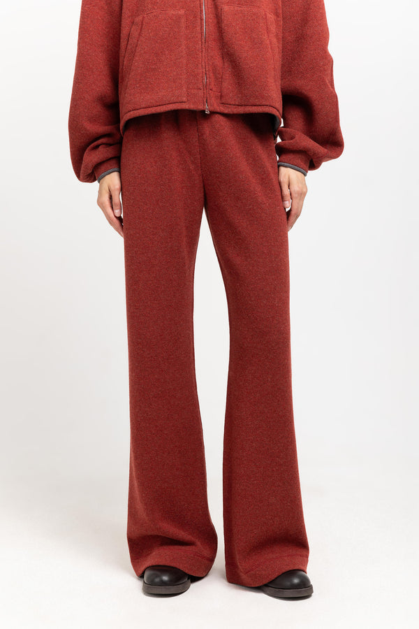 Nehera Dark Brick Technical Wool Jersey Relaxed Pants