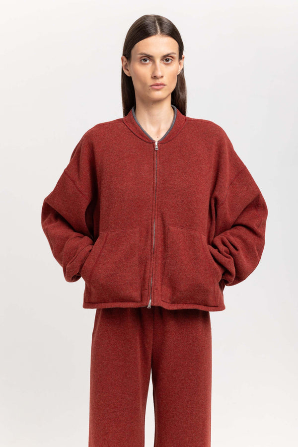 Nehera Dark Brick Technical Wool Jersey Soft Bomber