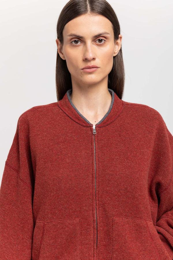 Nehera Dark Brick Technical Wool Jersey Soft Bomber