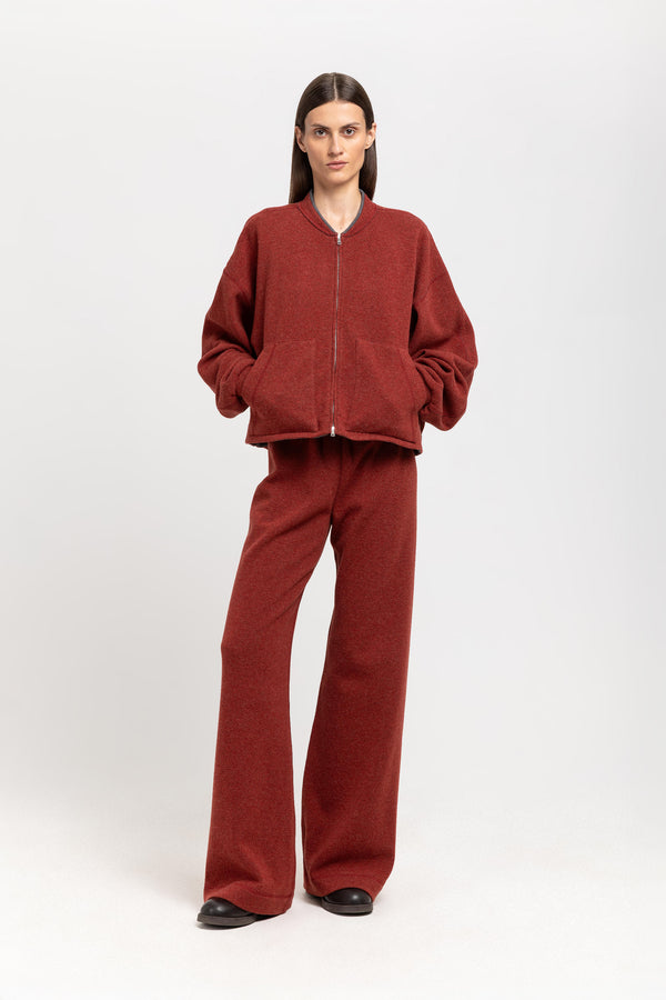 nehera Dark brick technical wool jersey soft bomber