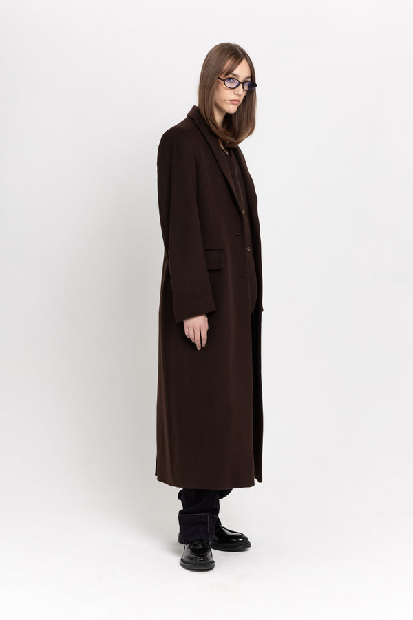 Nehera Dark Chocolate Wool Cashmere Blend Tailored Coat