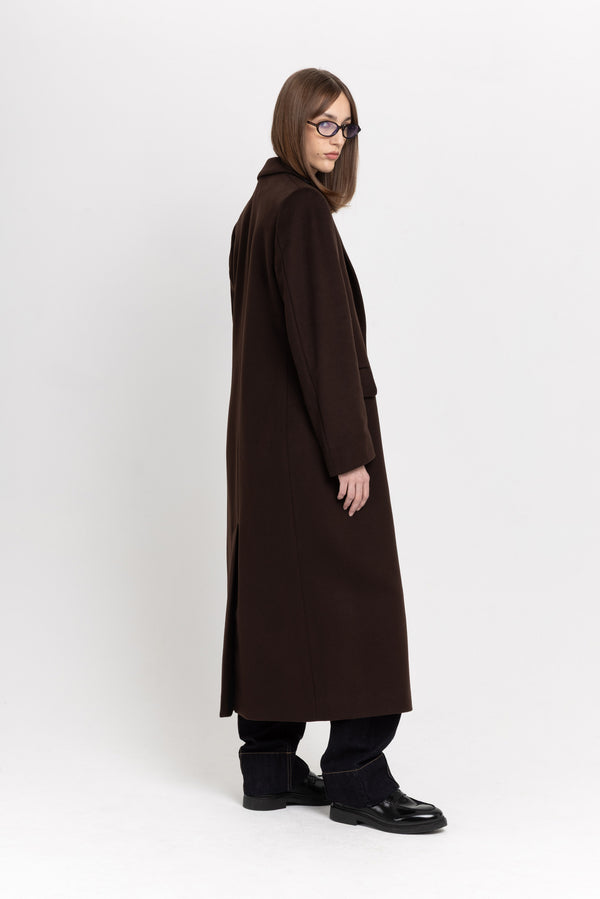 Nehera Dark Chocolate Wool Cashmere Blend Tailored Coat