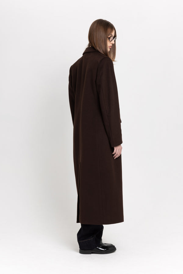 Nehera Dark Chocolate Wool Cashmere Blend Tailored Coat